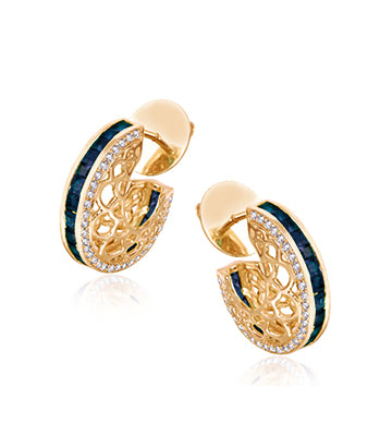 Diamond and Blue sapphire hoops